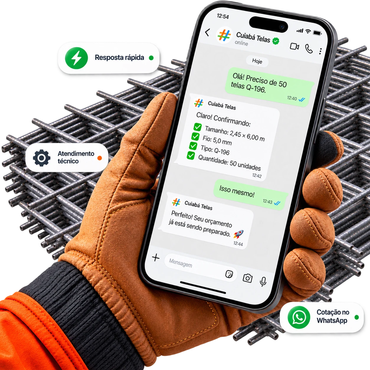 Orçamento de telas soldadas pelo WhatsApp em minutos